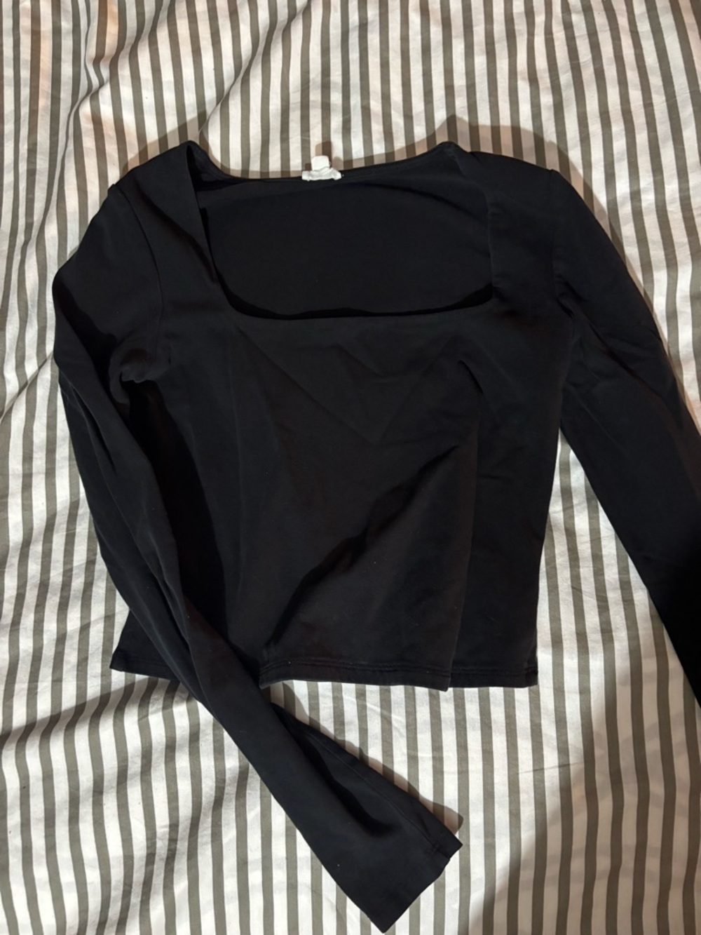 Garage Black Square-Neck Long Sleeve Top